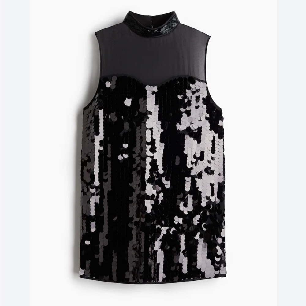 H&M Black Sequin Embellished Mini Dress